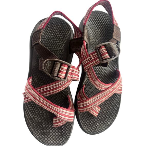 Chaco Z2 Toe Strap Sandals Womens 7 Brown Red Orange - Picture 3 of 8